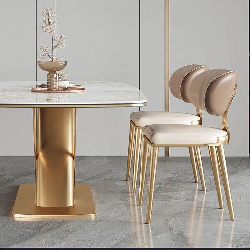2023 Luxury Dining Chair modern Golden Stylish Leather Upholstered Dining Chairs For Hotel Restaurant dining room furniture
