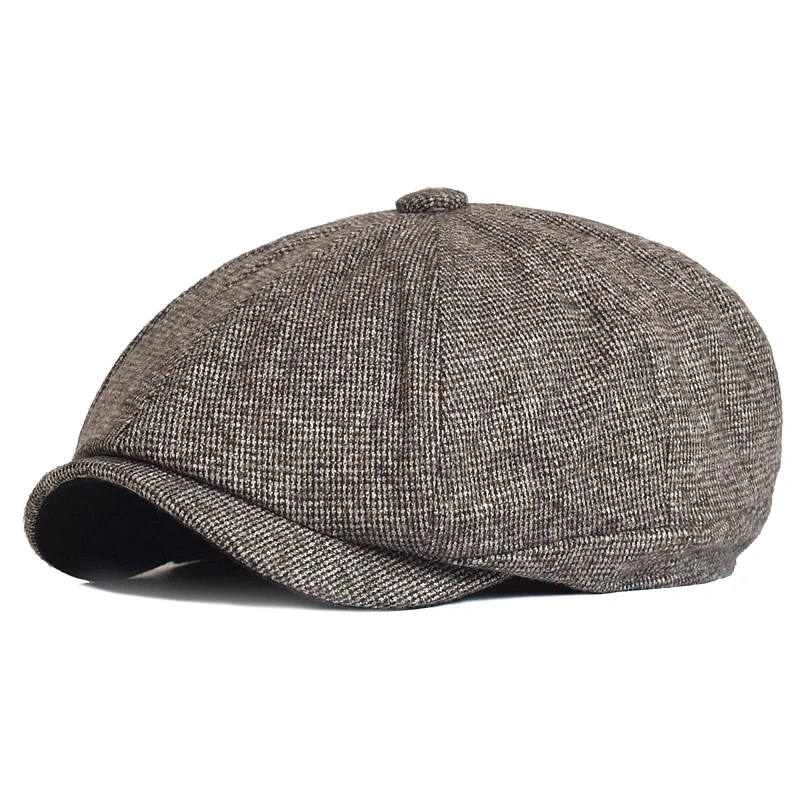 Newsboy Cap Baker Detective Boy Hat Flat Caps 8 Panel Peaky Herringbone Tweed Retro Driver Beret Cap for Men
