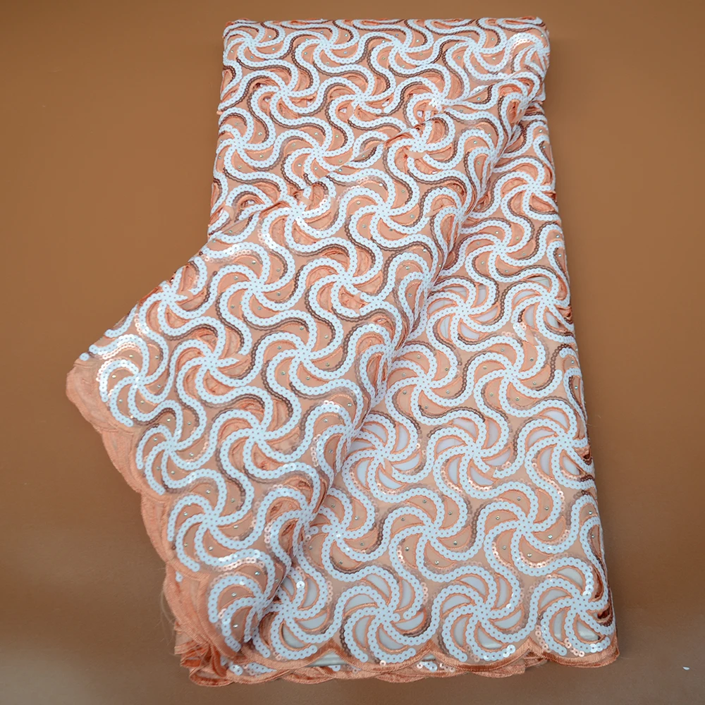 High Quality French Organza Embroidery Lace Fabric Bridal Wedding Dress Beauty Sequins Organza Sewing New Style