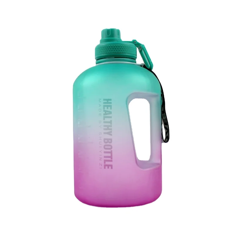 Small MOQ factory direct sale portable petg material bpa free gym water bottle 2.2l with time marking