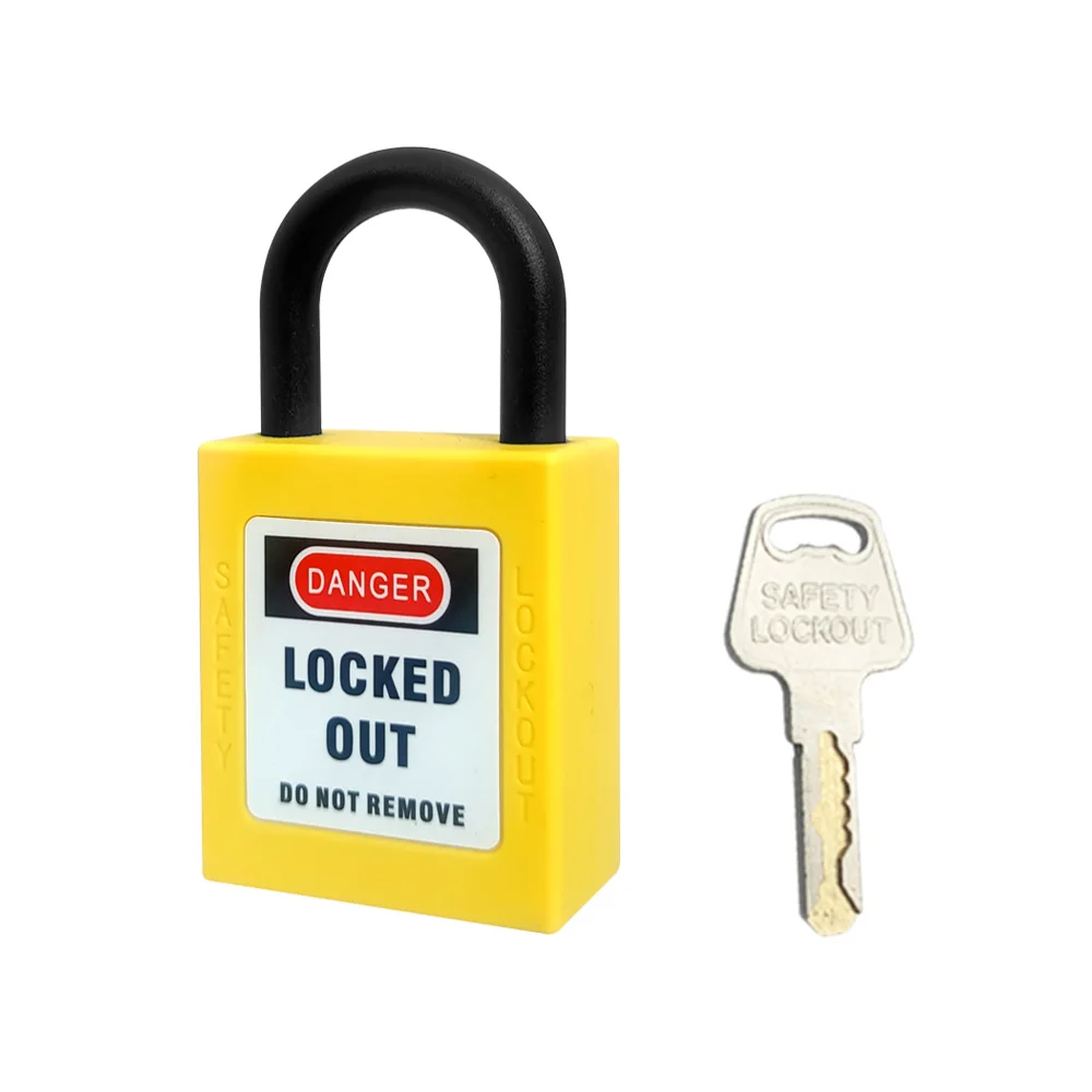 25mm Industrial Security Nylon Shackle Padlock LOTO Safety Padlocks,Yellow Padlocks,1 Keys Per Lock