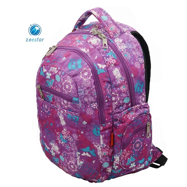 Floral Printing School Backpack for Middle School University Large Capacity Girls Book Bag