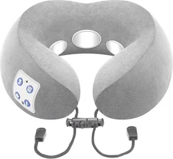 New Traveling Neck Pillow with Massage U Shape VELVET and MEMORY FOAM Neck Massage Pillow Tens Pulse Neck Massager