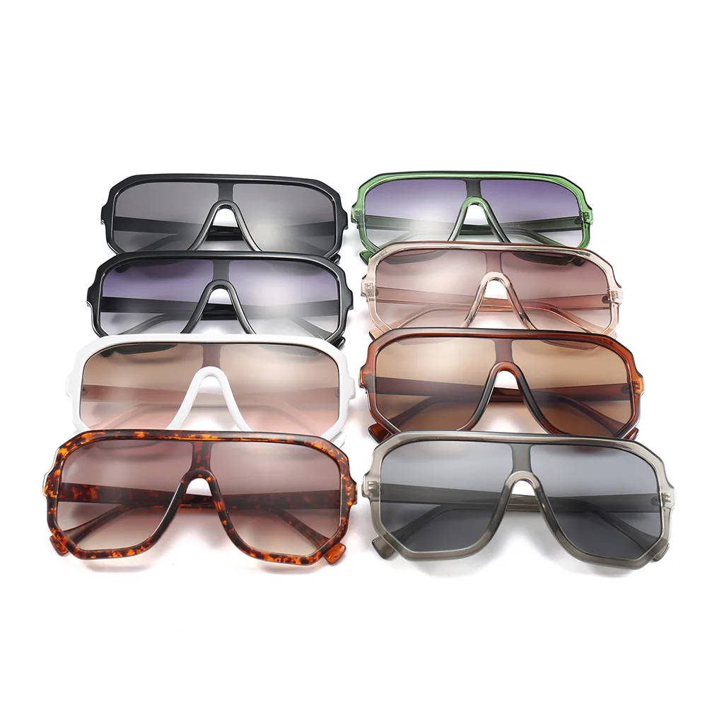 Wholesale  Plastic One Pieces Big square Frame Trendy Oversized Women Men Shades Sun Glasses Sunglasses 2021