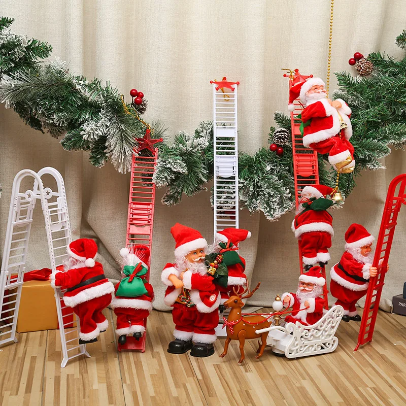 YIWU AULLAN Christmas Gift Ideas Plush Doll Santa Claus Electronic  Climbing Ladder Toy Climbing Christmas Santa