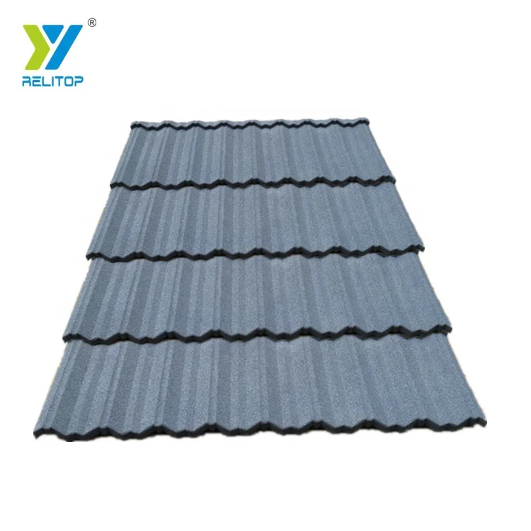 Scandinavian Style Cool  Gray Blue Color Nosen Type Stone Coated Steel Roof Tile  0.3mm 0.35mm 0.4mm 0.5mm Metal Roofing Sheet