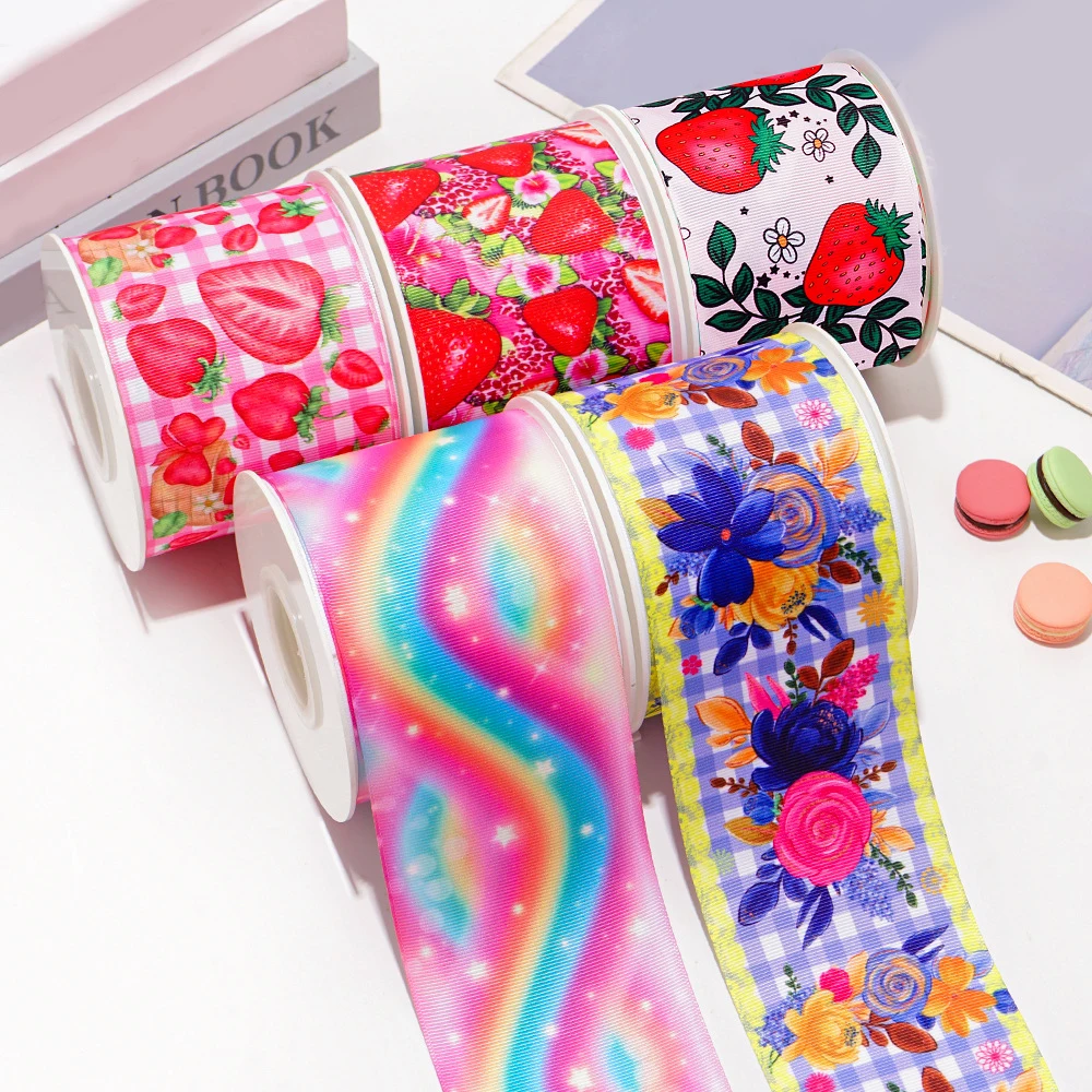 Wholesale Christmas Gift Decoration Ribbon Holiday Supplies Fruit Print Christmas Webbing