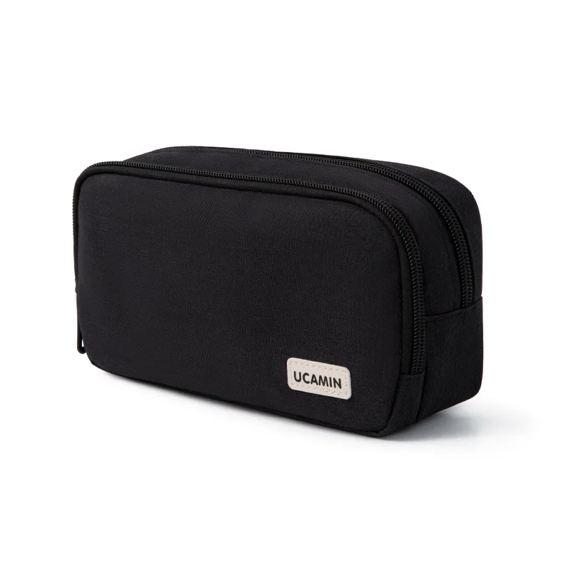 Simplistic Large Capacity Double Section Pencil Case  for Students Makeup Bag Japanese Stationery