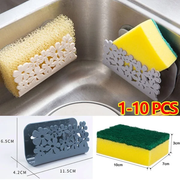 
Custom Design Daily Necessities Shelf Suction Wall Storage Drain Rack Suction Cup Kitchen Sponge Rack Shelf 