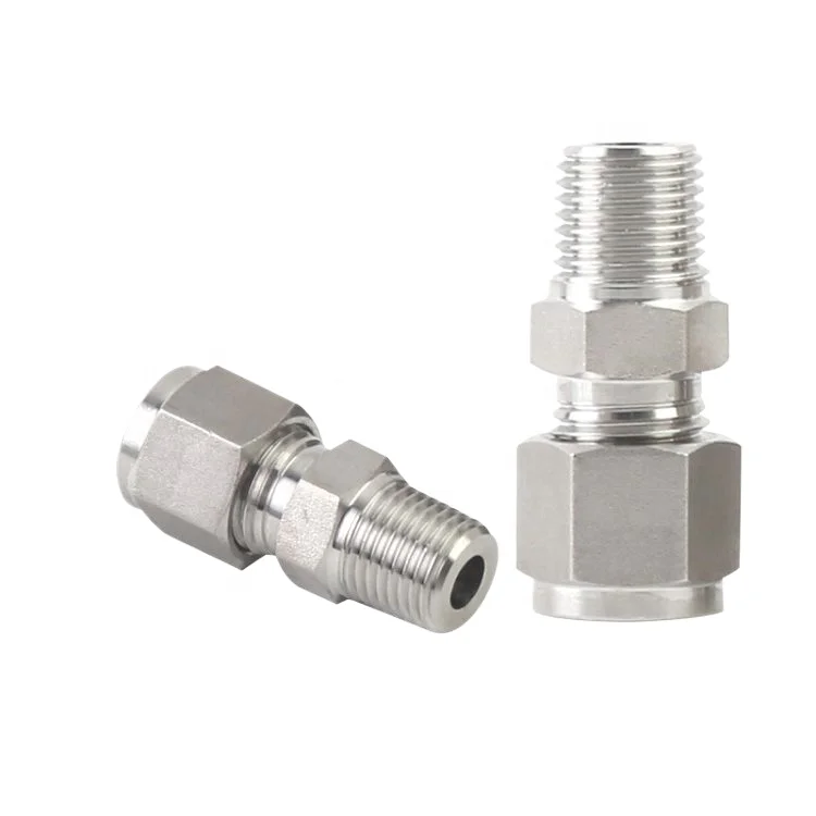 Stainless steel compression fittings tube fittings npt thread air hydraulic fitting nipples