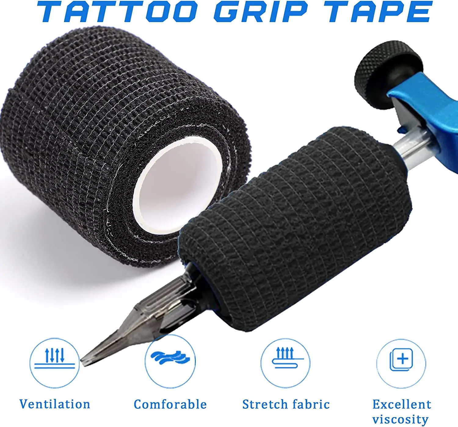 Wholesale Eco-Friendly Tattoo Grip Tape Self-Adhesive Bandage Wrap Black Elastic Tattoo Machine Tape