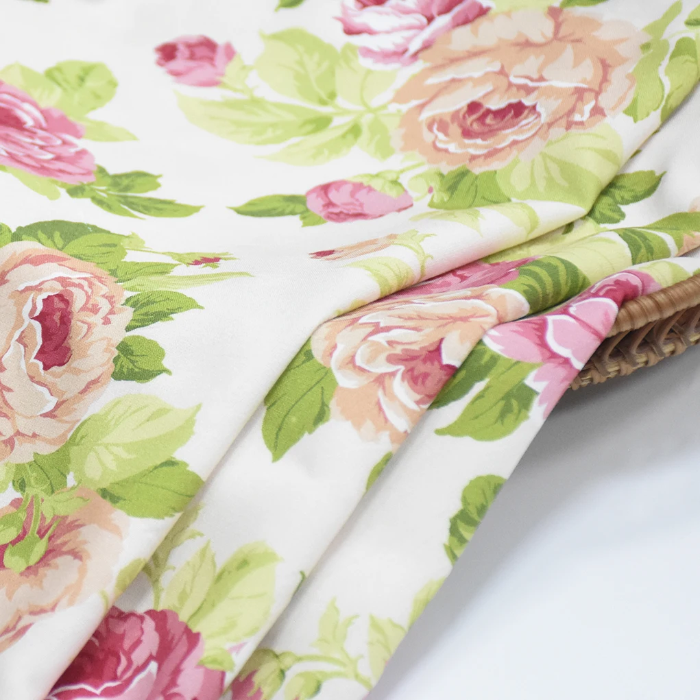 100% Twill Rayon Woven Fabric  Custom Digital Print Rose Flowers any Design 100gsm Soft Comfortable Viscose Fabric for Blouse