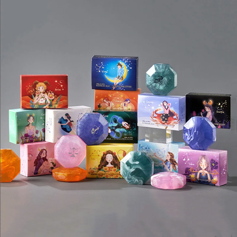 Hot Selling 12 Colors Optional Handmade Soap Deep Cleaning Colorful Constellation Soap