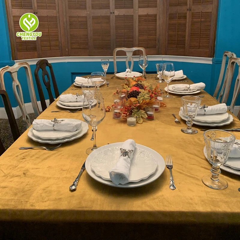 280GSM Italian Velvet Tablecloth 90x132inch Premium Thick Cloth Cover for Event Banquet Party Wedding Rectangular Table Linen