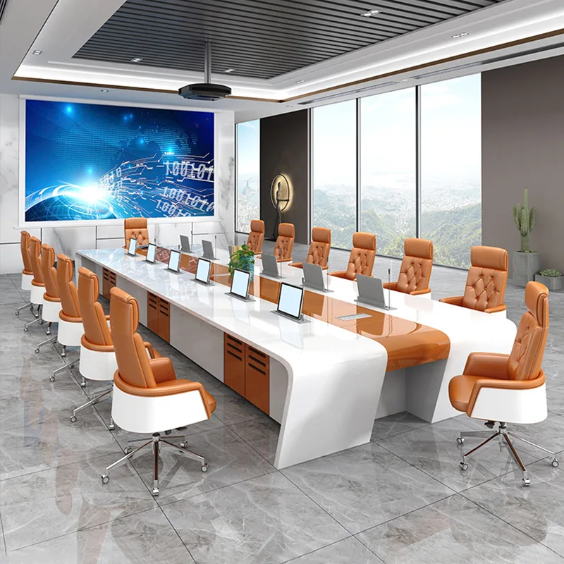 Customized New Style Baking Paint Craft Modern Conference Table 6m Large Meeting Room Tables E1 Grade Wooden conference table