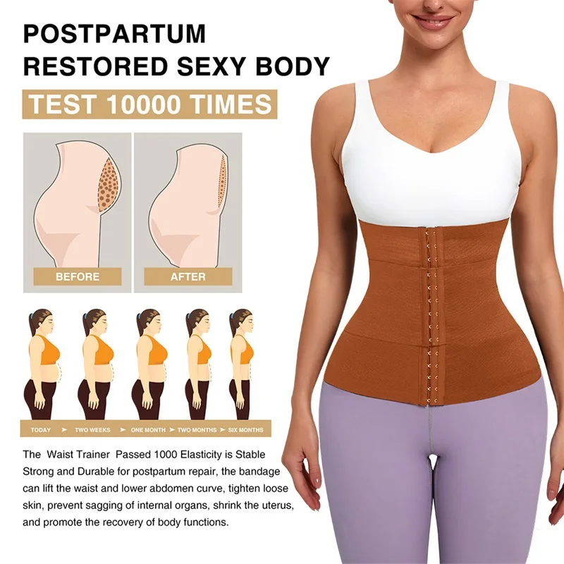 Custom Plus Size Body Slim Double Belt Latex Bandage Corset Waist Trainer Shapewear Tummy Control Shaper