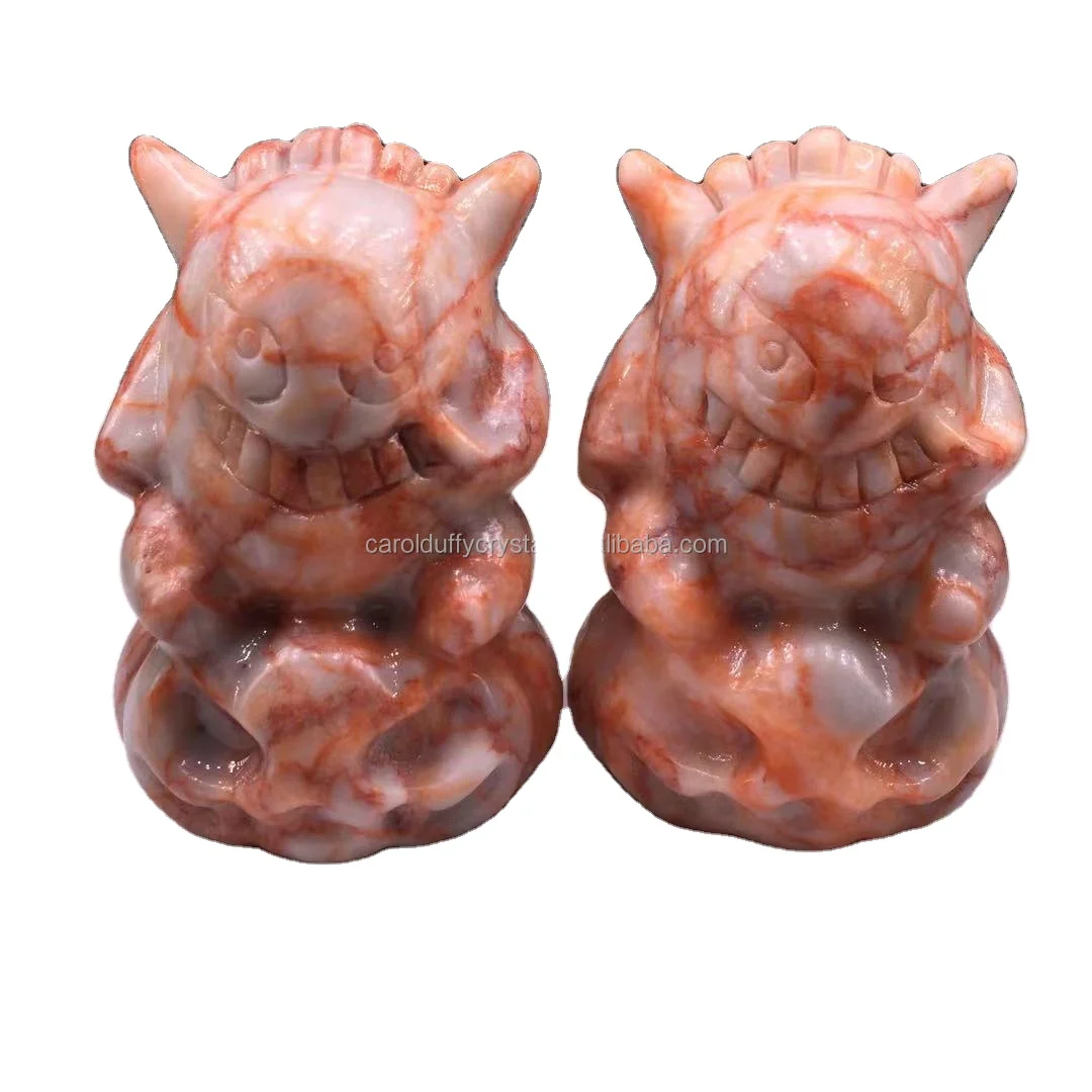 Wholesale Natural Dragon Vein Stone Gengar Pumpkin Handmade Stone Carving Home Decoration Gifts