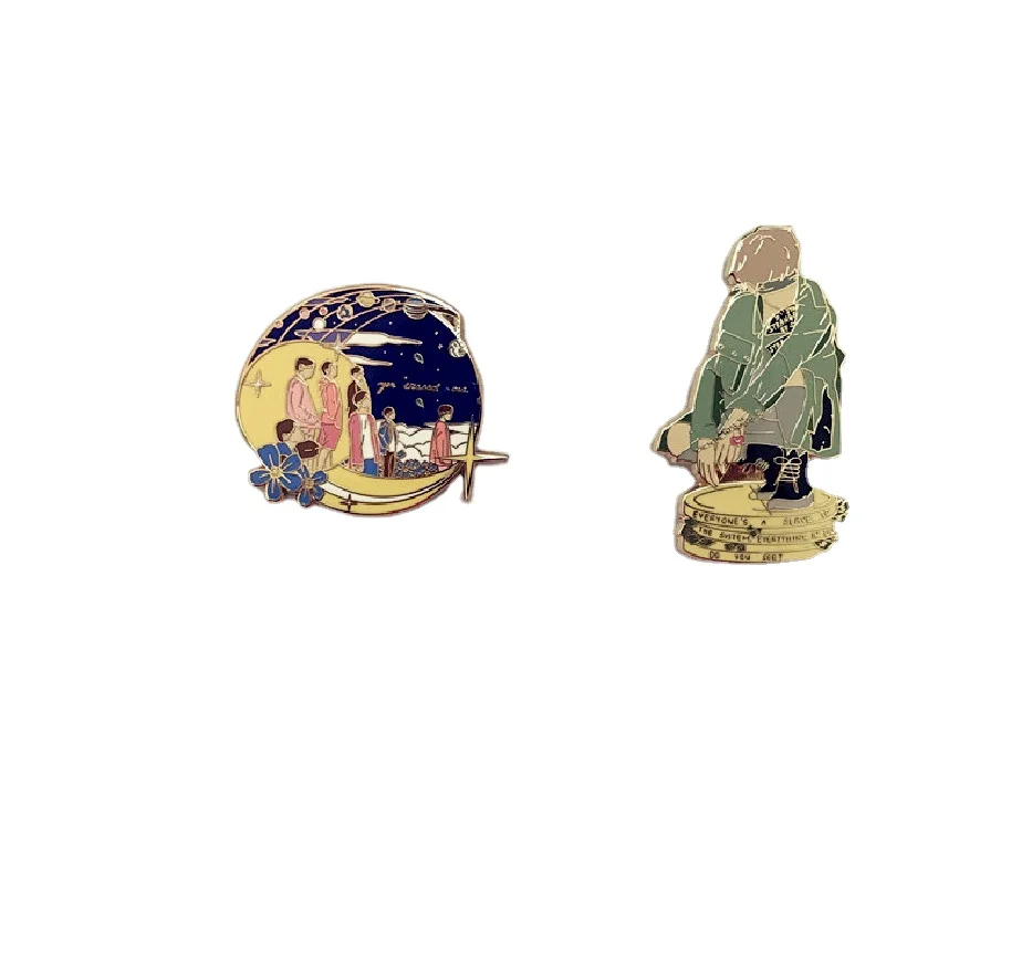 With Custom Both Side logo Souvenir Advertising Gifts Novelty Decorative Brooch Creative Design Metal Lapel Pin Badge