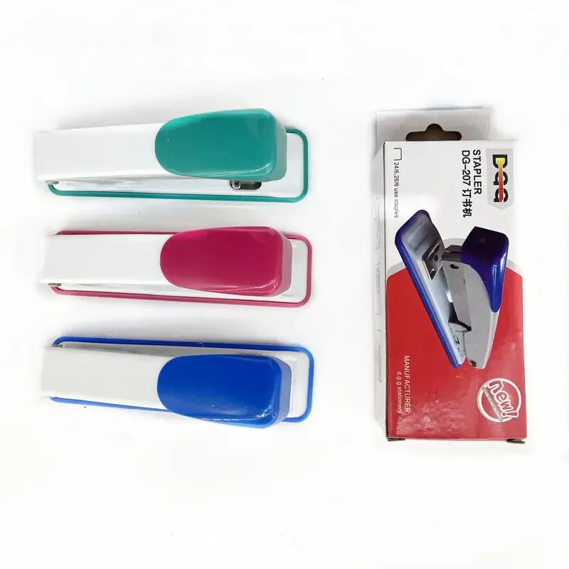 Mini Size Stapler including Red Blue Green Grey 4 Assorted Body Colors Students Office Desktop Staplers