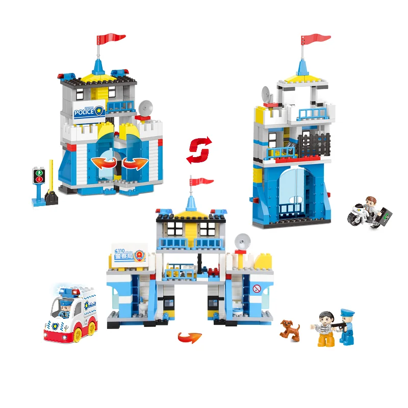 FiveStar 188PCS Police Station and Mobile Center Building Blocks Toys Kit With Police Car City Police Building Sets for Kids