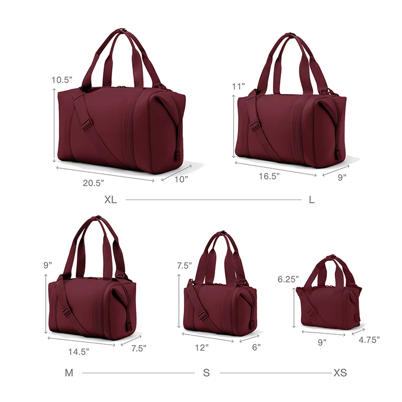 Custom Burgundy Large Capacity neoprene bag set Gym Sports Fanny pack Travel bag Women backpack