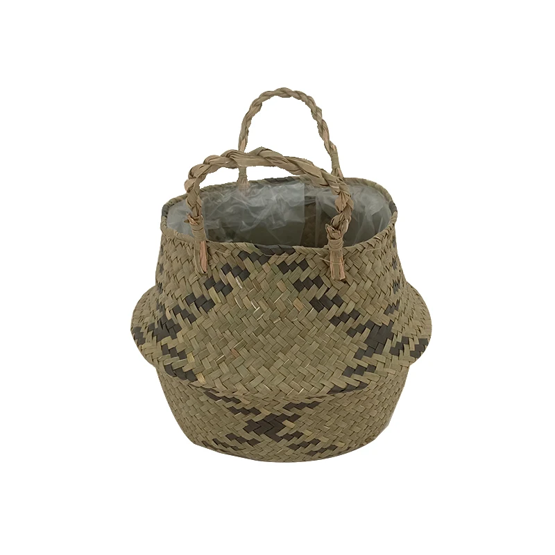 Customize Water Hyacinth Storage Basket With Wool Handles