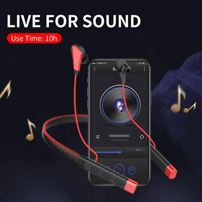 Low price OEM Sweatproof Wire less Neckband Wireless Headphones SD Card