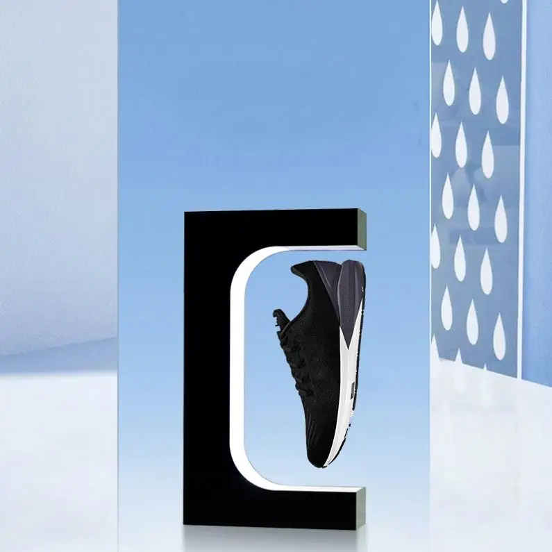Acrylic Magnetic Levitation Platform Shoe Display Rack Stand Levitating Floating Sneaker Shoe Display Rotating Stand