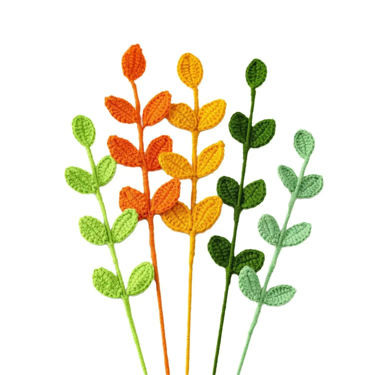 Wholesale Handmade Woven Eucalyptus Leaves Knitted Flower Crochet Flower for Gift and Home Decoration