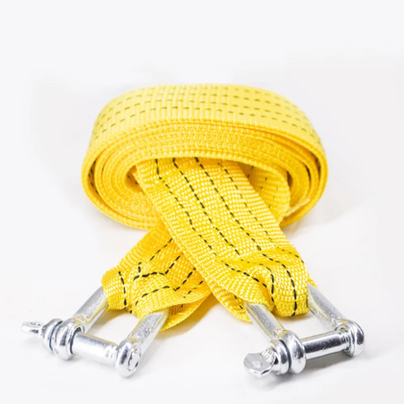 
The new high-strength nylon tow rope is used for auto parts yellow fluorescent for outdoor emergency 3m U-shaped hook 