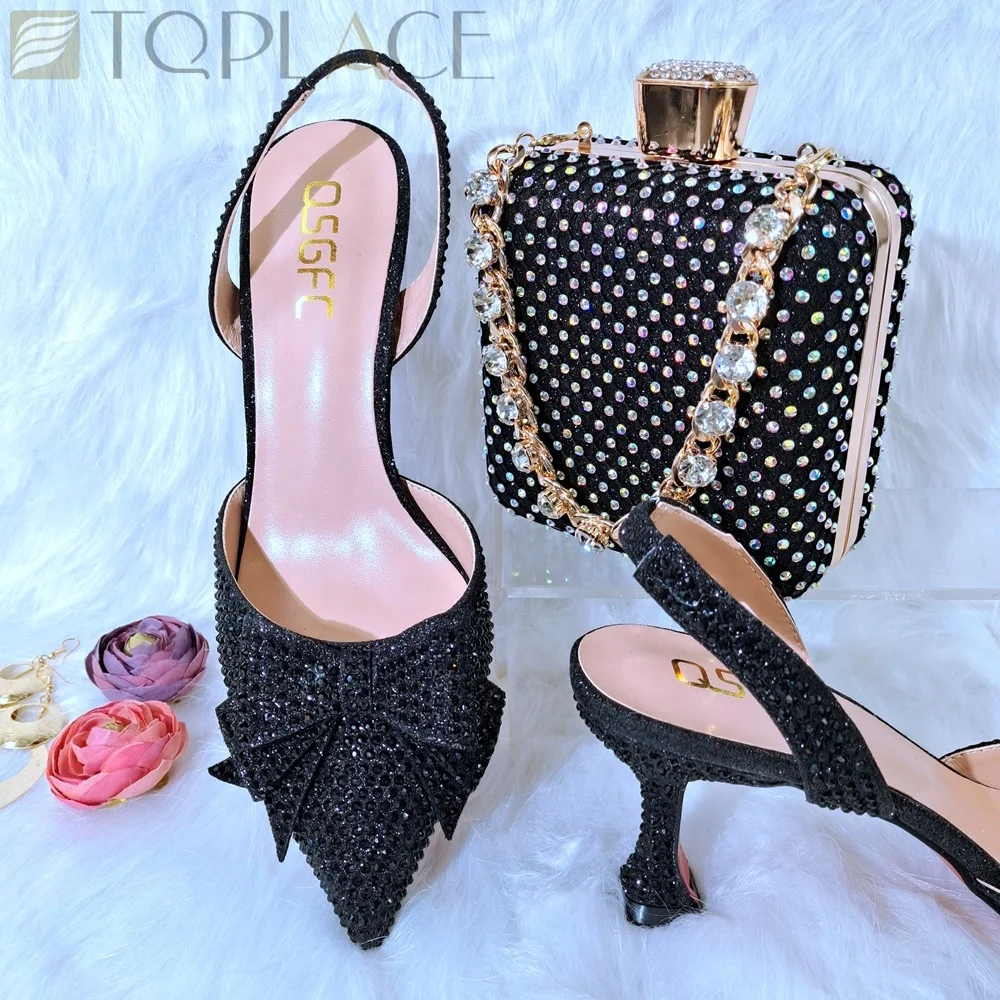 High Quality Design Shoes And Bags Pu Leather Rainbow Color Italian Shoes And Bag Set 2017