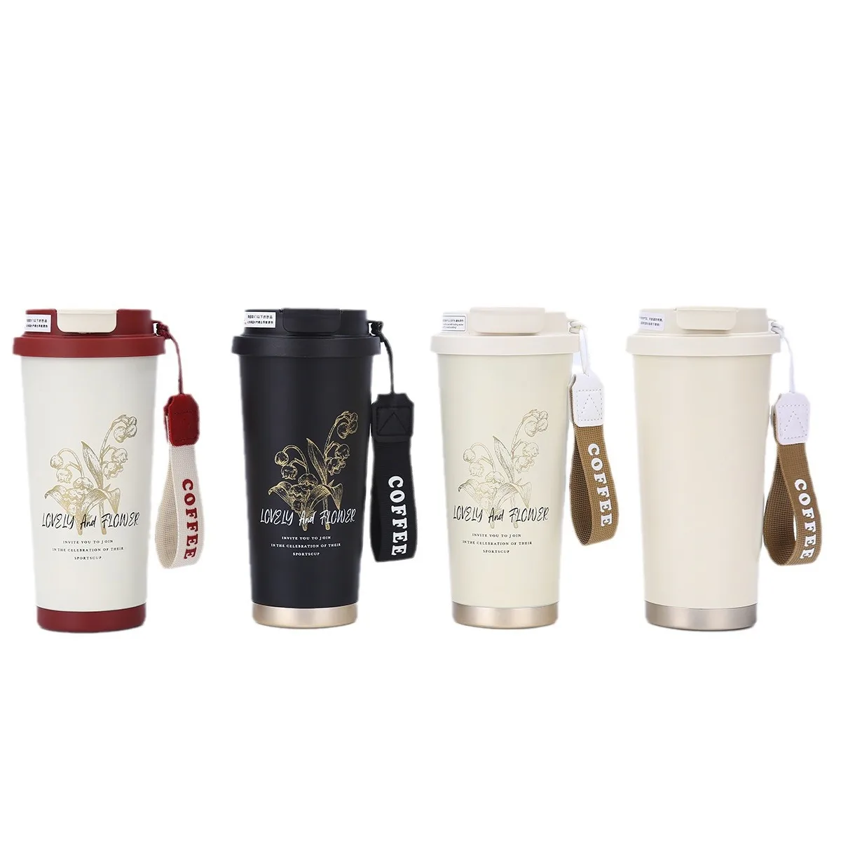 Stainless Steel Tumbler Hot And Cold Insulated Travel Mugs Ceramic Coffee Cup Travel Coffee Mugs With Lid On-the-Go Coffee