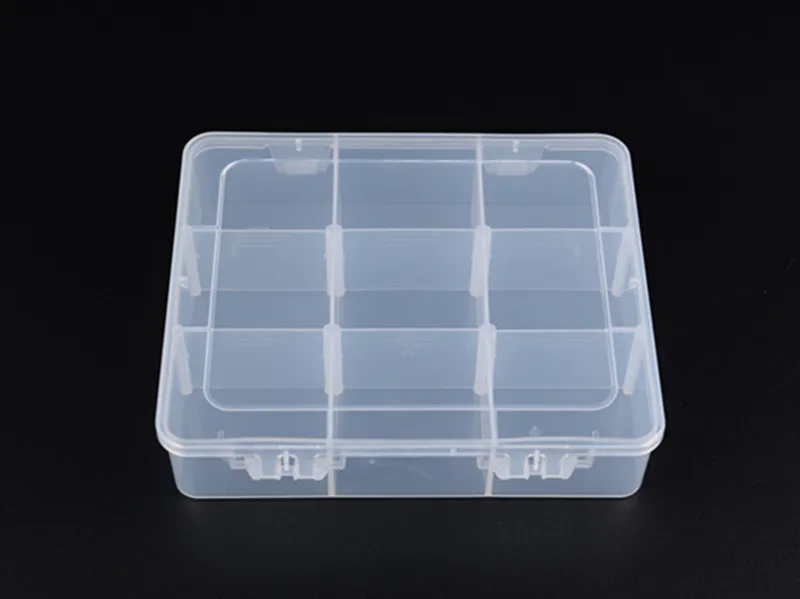 9 Grids Clear Organizer Box Big Plastic Storage Container with Adjustable Dividers for Beads Art DIY Crafts Jewelry Fishing