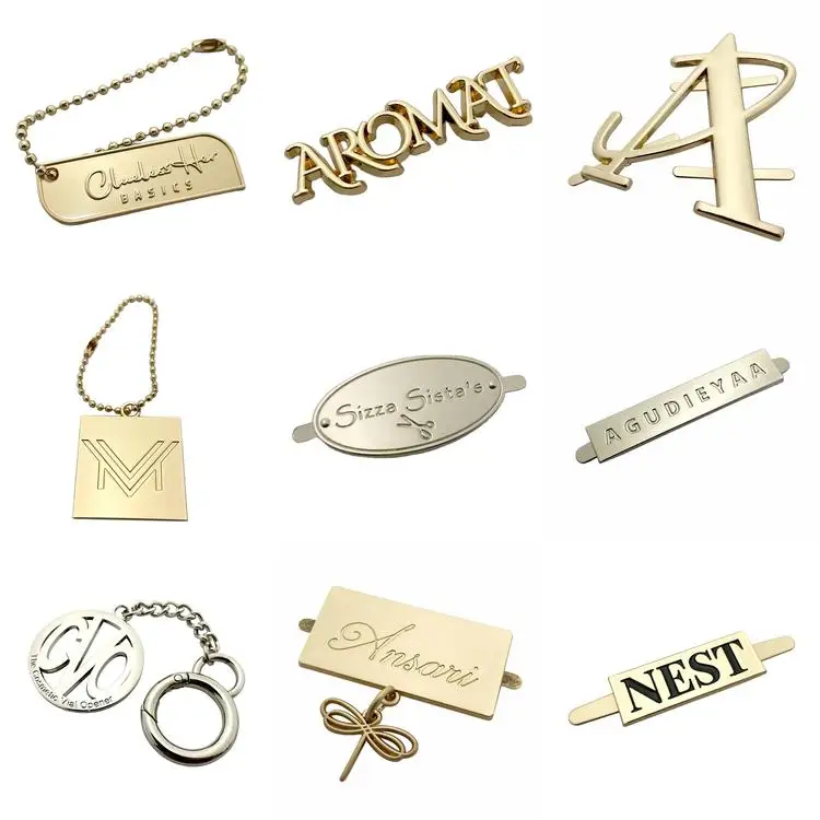 Competitive price antique brass accessories customized metal nameplate for bag