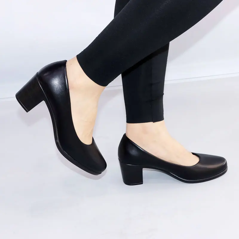 Heels Women 2023 Formal Dress Shoes Uniform Block Heel Ladies Office Shoes Hotel Airline Female Work Pump Girls School Shoes