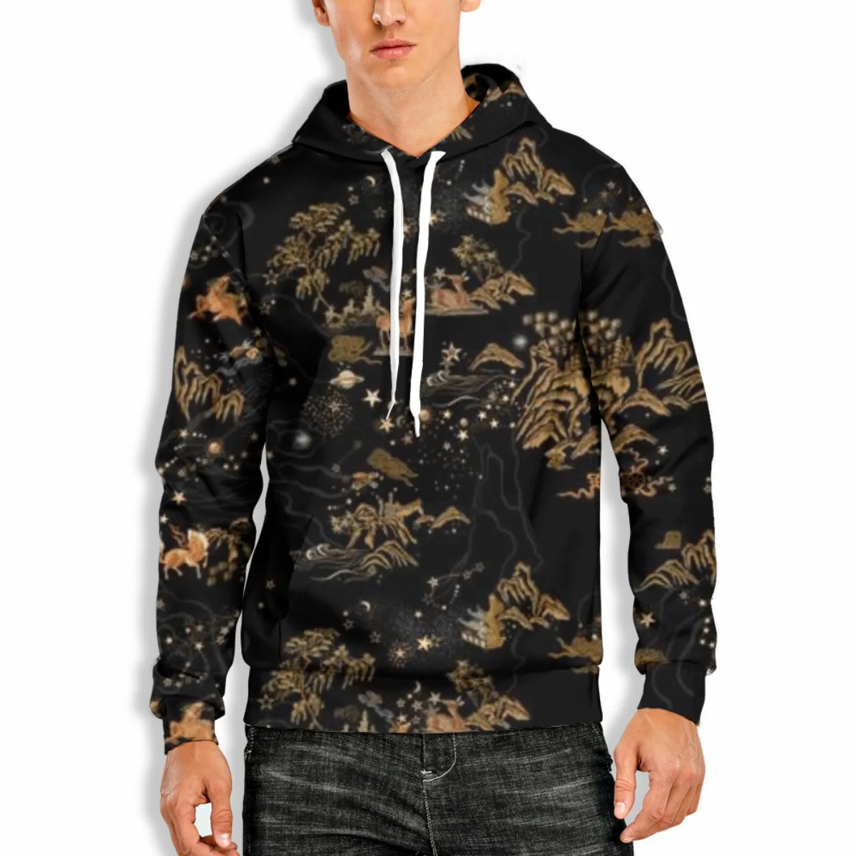 Wholesale Custom Sublimation Hoodies Wind landscape painting graphic pullover hoodie