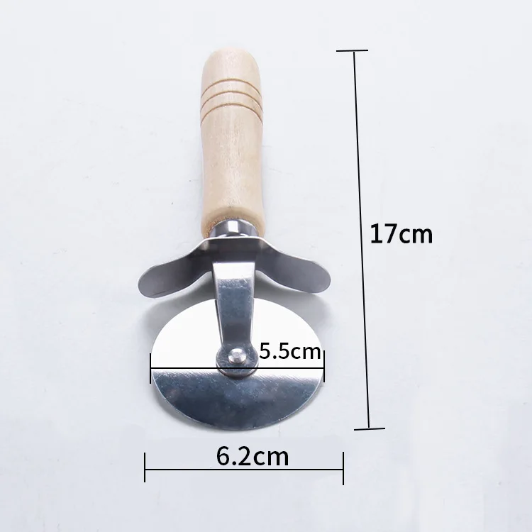 Modern Stainless Steel Pizza Wheel Cutter with Wood Handle Kitchen Tool for Home Use