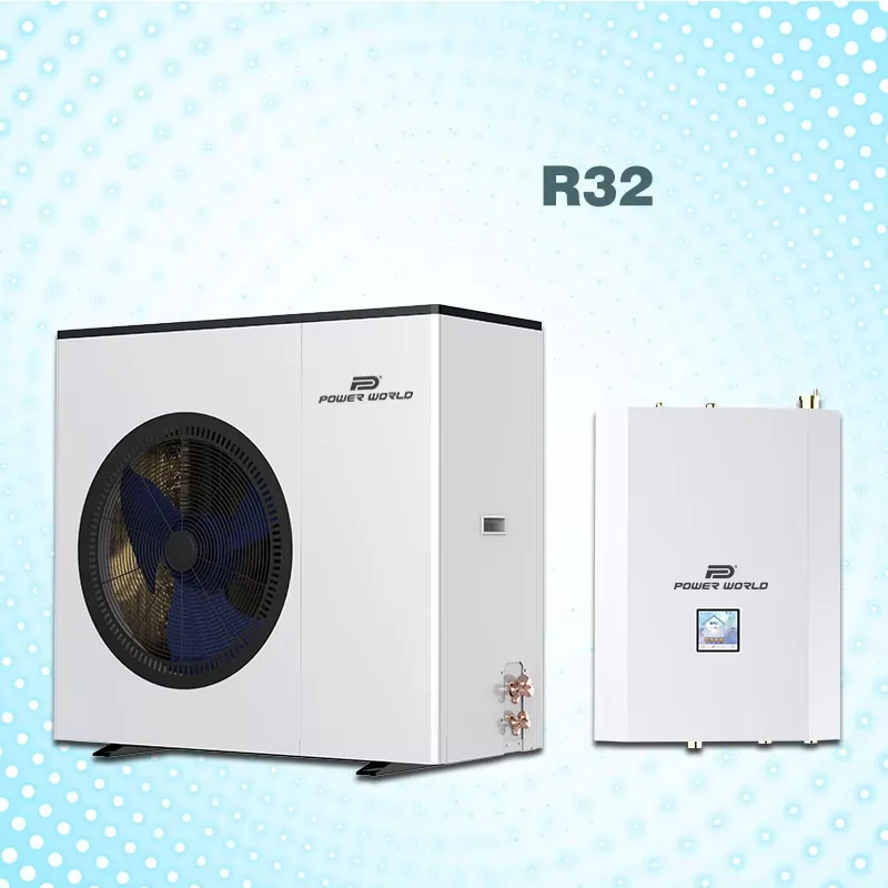 Low climate solar power split heat pump air source high cop  r32 dc inverter splitting heated pumping