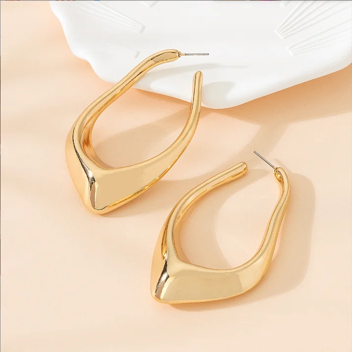 Big Exaggerated Water drop Dangle Earrings for Women Gold Color Metal geometry Irregular earrings Jewelry