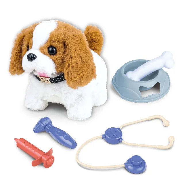Stuffed animal toys electric pet rabbit walking  with sounds for plush rabbit toys kid doctor set