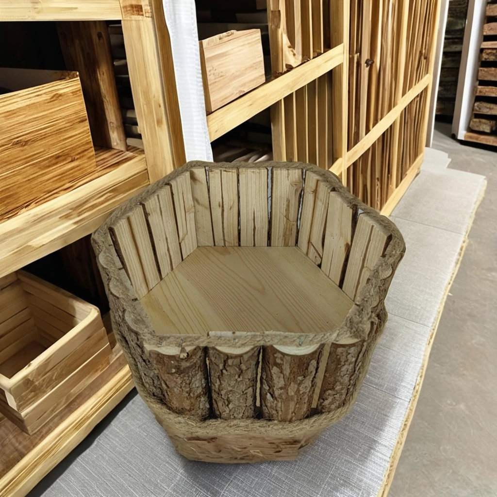 Customized Eco-Friendly Pine Wooden Flower Pot Creative and Unique Wood Crafts for Home Decor for Indoor and Outdoor Use
