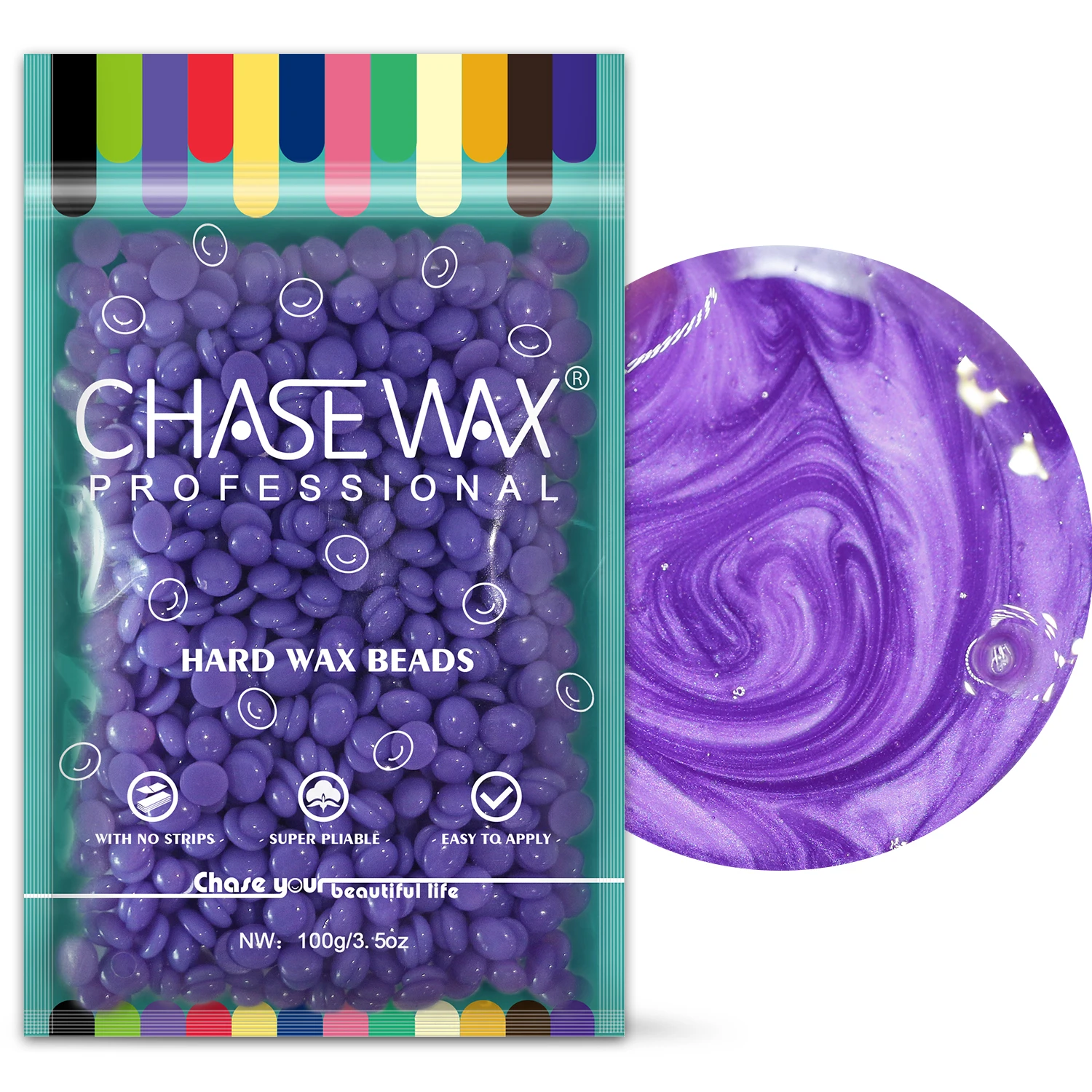Chase Wax 100g Shimmer Lavender Vegan Rosin Free Hair Removal Depilatory Customize Hard Wax Beads For Private Label Wholesale