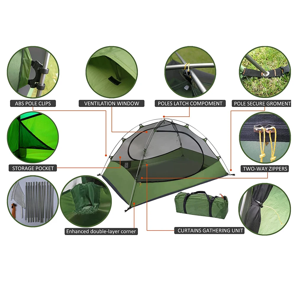 Best Selling 210T Breathable 1-2 Person Tents for waterproof Camping Instant Backpacking Quick Tent Easy Set Up
