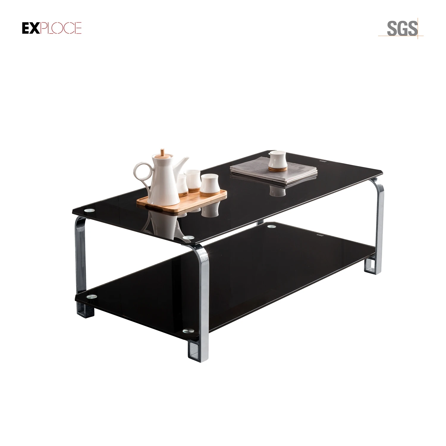 2020 newest modern simple style black glass marble top tea center rectangle  coffee table