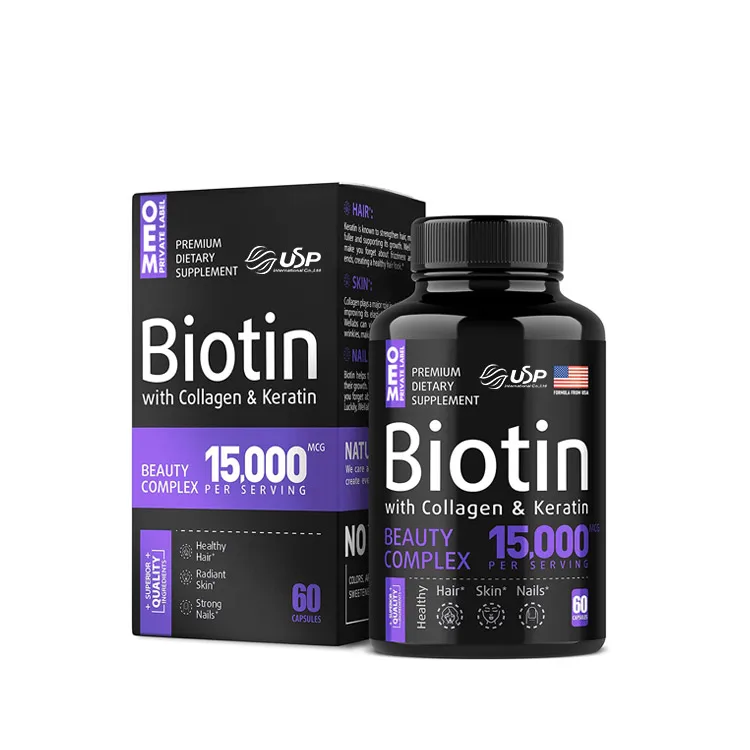 Coconut Oil Organic Capsules Nettle Root Extract Grape Extract Collagen Keratin & Biotin Capsules Pills