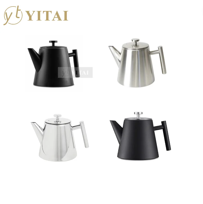 New Style Double Wall 1.2L Coffee Tea Kettle Stainless Steel Coffee Tea Pot with Filter