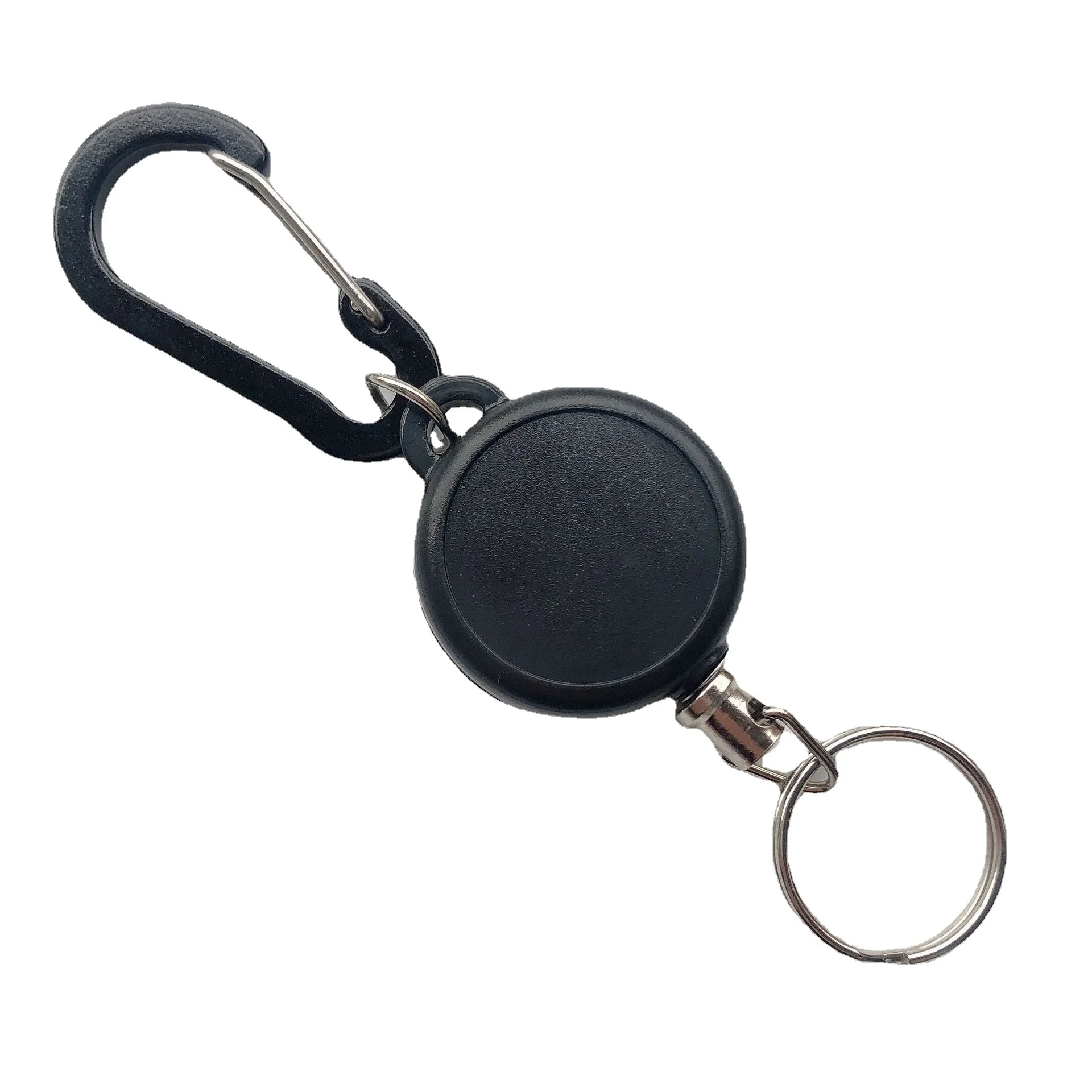 Pullther retractable keychain badge holder scroll clip ID badge holder with steel wire rope ID card holder lanyard