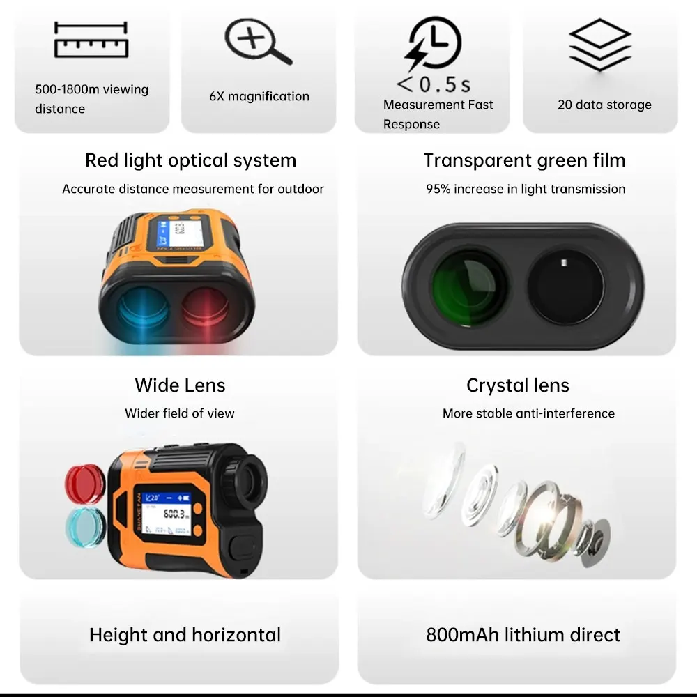 LCD Display C01 IP65 Waterproof 6X zoom mini Golf laser rangefinder High Accuracy Laser Distance laser distance meter