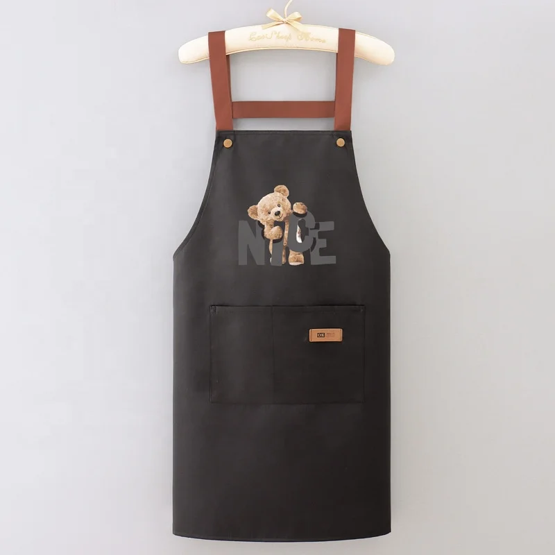 Waterproof Oil proof chef uniform modern with apron black  personalised custom an Sleeveless adult apron with 2 pockets barista