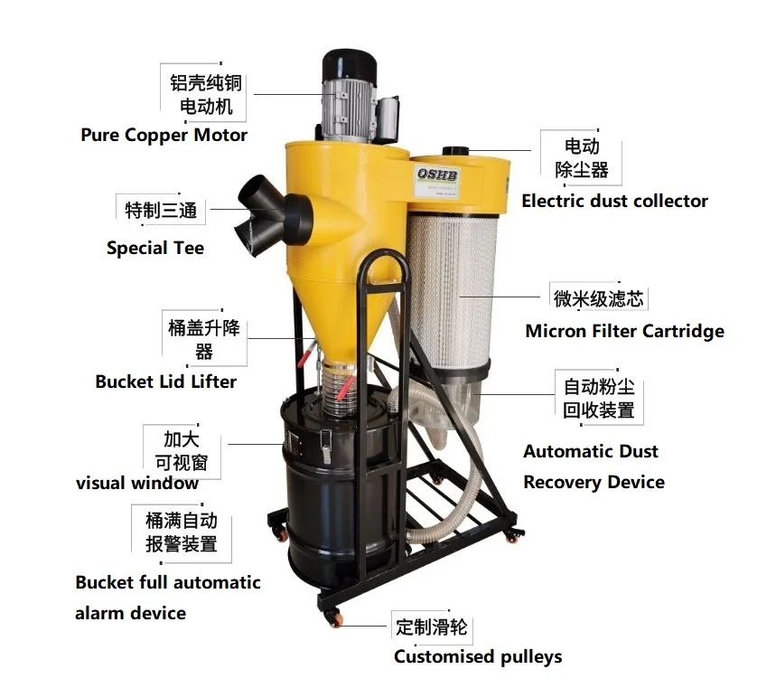 Factory Exw Price Woodworking Silent Dust Collector Cyclone Dust Collector